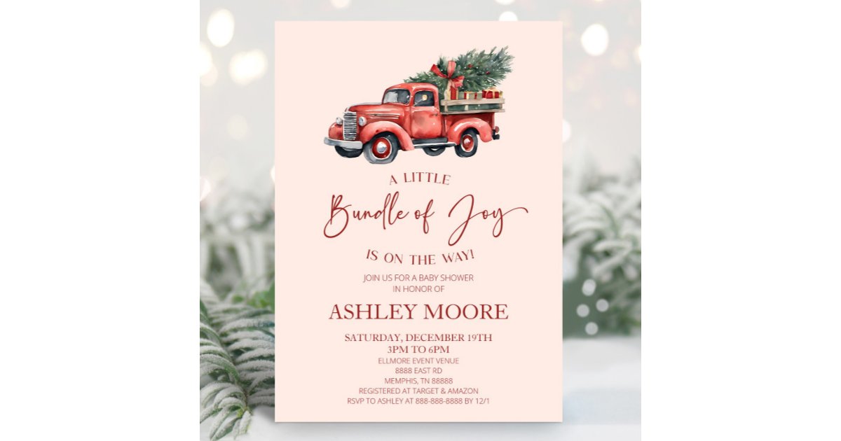 A Bundle Of Joy Xmas Custom Baby Shower Backdrop