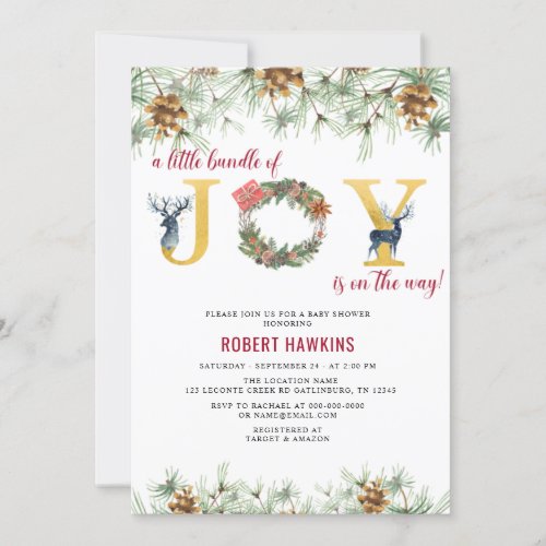 Christmas Bundle of Joy is on the Way Baby Shower  Invitation