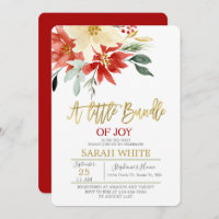 Christmas Bundle of joy winter Baby Shower Invitation