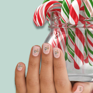 Christmas Bunnies Couple Pink Minx Nail Art
