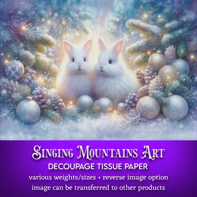 Christmas Bunnies Magical Winter Forest Decoupage Tissue Paper (Creator Uploaded)