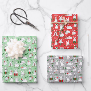 Christmas Bunnies Wrapping Paper Sheets