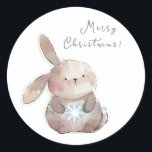 Christmas Bunny and Snowflake, personalized Classic Round Sticker<br><div class="desc">Cute lapin,  Christmas Bunny and Snowflake,  watercolor,  personalized</div>