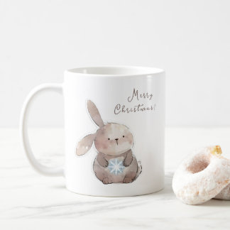 Christmas Bunny and Snowflake, personalized Coffee Mug