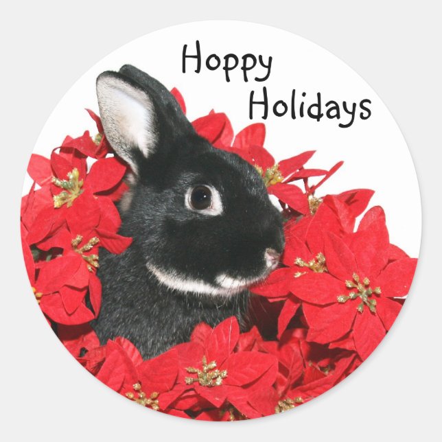 Christmas bunny classic round sticker (Front)