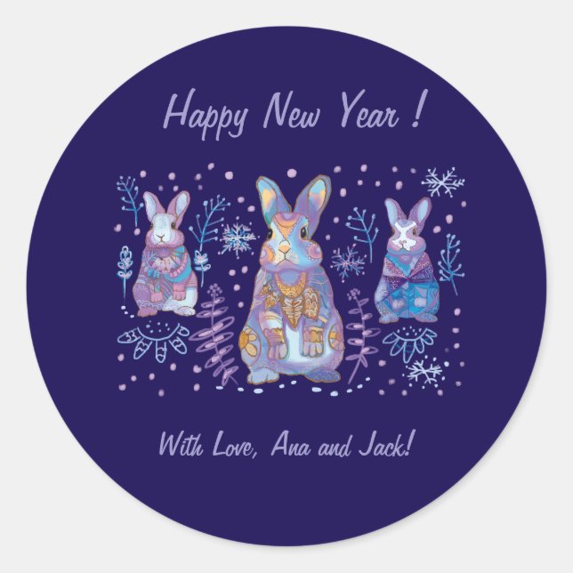 Christmas Bunny  Classic Round Sticker (Front)