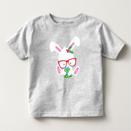 Christmas Bunny Hipster Bunny Bunny With Glasses Toddler T_shirt