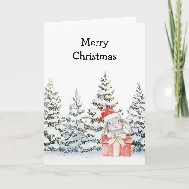 Christmas Bunny in a Box Card (Front)