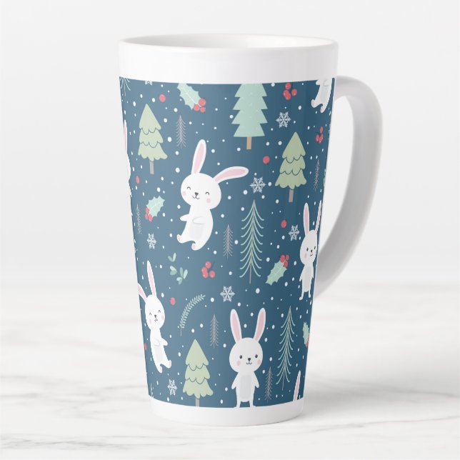 Christmas Bunny Latte Mug (Right Angle)