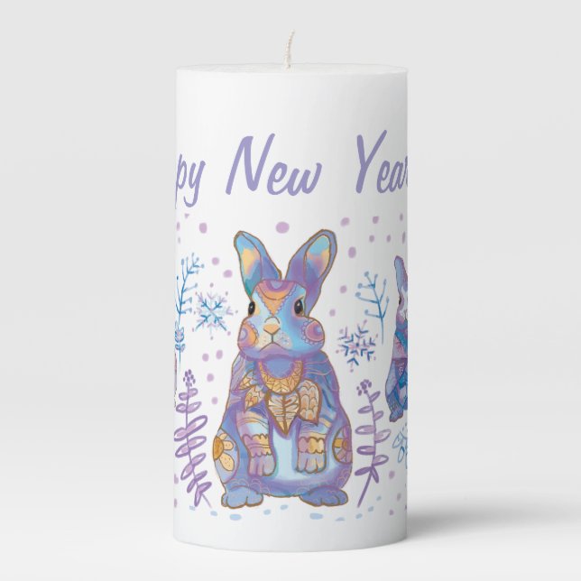 Christmas Bunny  Pillar Candle (Front)