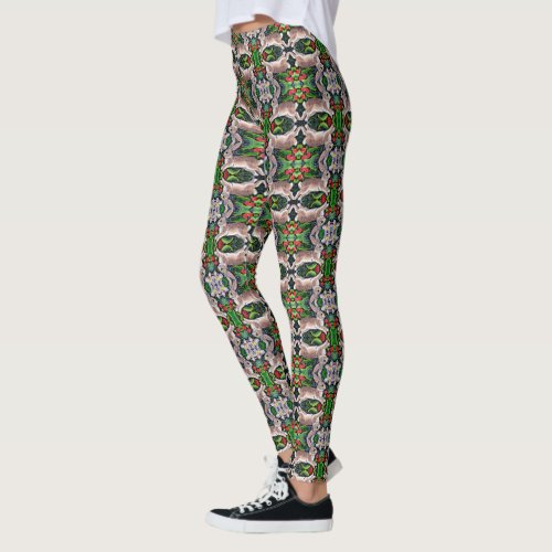 Christmas Bunny Rabbit Berries Womens Leggings