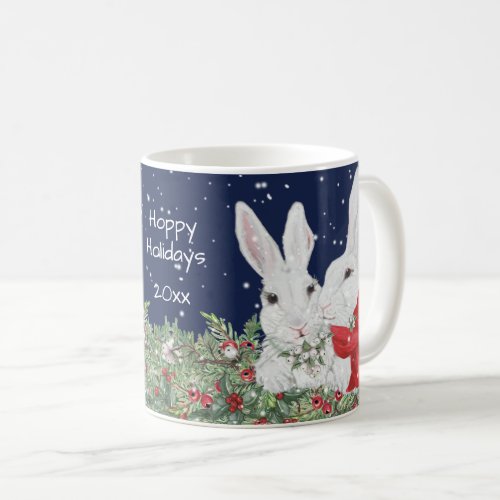 Christmas Bunny Rabbit Festive Winter Custom Date Coffee Mug