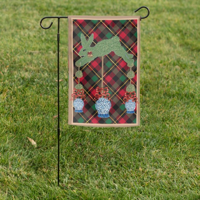 Christmas Bunny Rabbit Ginger Jars jar Topiary Garden Flag (In SItu)