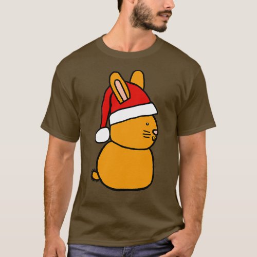 Christmas Bunny Rabbit in a Santa Hat T_Shirt