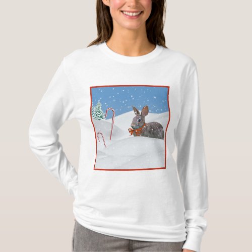 Christmas Bunny Rabbit in the Snow Shirt