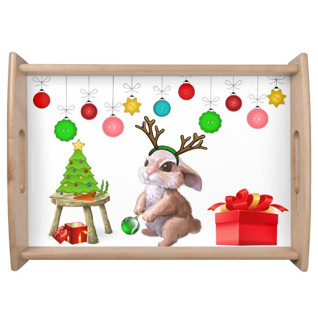 Christmas Bunny Rabbit serving tray (Front)