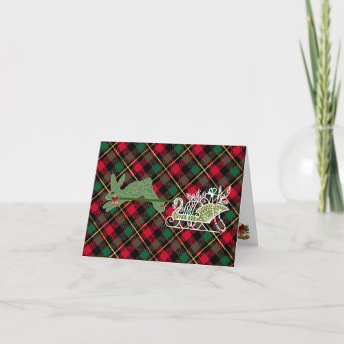 Christmas Bunny Rabbit Sleigh Topiary Holiday Card