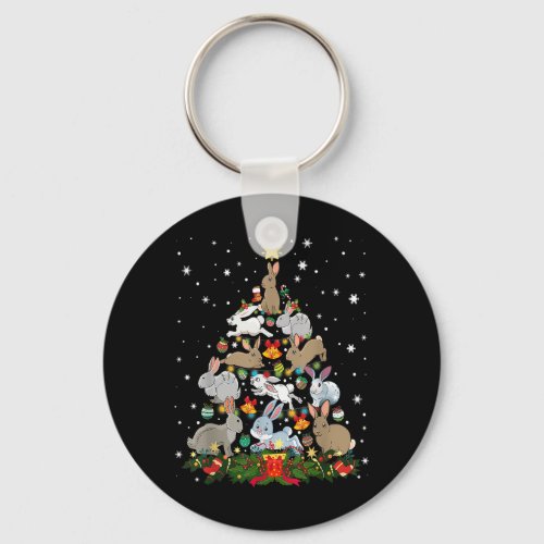 Christmas Bunny Tree Funny Rabbit Lover Xmas Decor Keychain