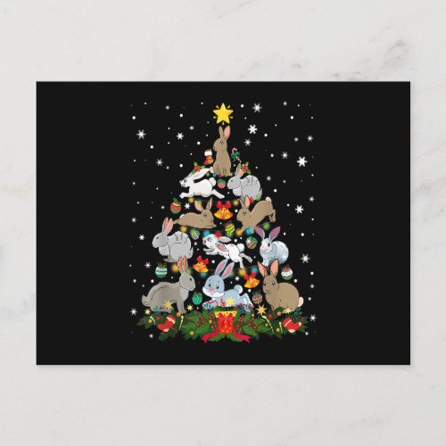 Christmas Bunny Tree Funny Rabbit Lover Xmas Decor Postcard