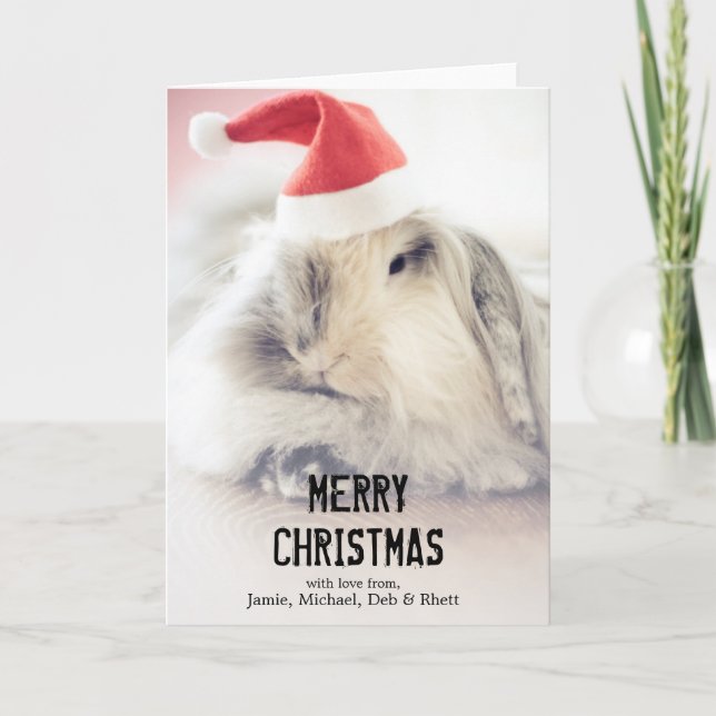 Christmas bunny with cute hat holiday card (Front)
