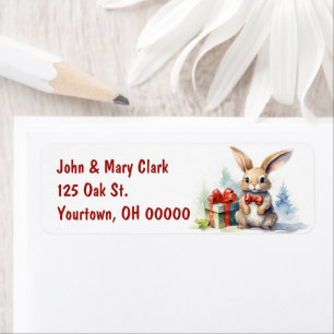 Christmas Bunny With Gifts Label