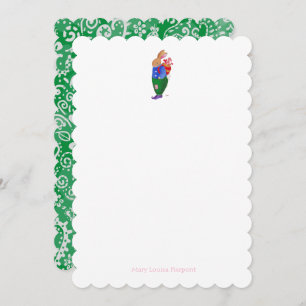 Christmas Bunny with paisley Note Card