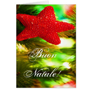 Christmas Buon Natale Red Christmas Star III Cards
