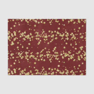 Christmas Burgundy and Faux Gold Glitter Holiday Tissue Paper
