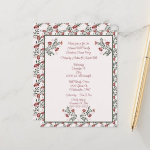 Christmas Burgundy Floral Scandinavian Folk Art