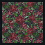 Christmas Burgundy Poinsettia Flowers Watercolor Faux Canvas Print<br><div class="desc">This beautiful and artsy pattern is perfect for the Christmas holiday season. It features burgundy red, bright red, forest green, and faux gold hand-painted watercolor poinsettias, flowers, ivy leaves, and berries pattern on top of a dark navy blue background. It's modern, festive, unique, and elegant. Stylize with this hand-painted print...</div>