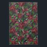 Christmas Burgundy Poinsettia Flowers Watercolor Kitchen Towel<br><div class="desc">This beautiful and artsy pattern is perfect for the Christmas holiday season. It features burgundy red, bright red, forest green, and faux gold hand-painted watercolor poinsettias, flowers, ivy leaves, and berries pattern on top of a dark navy blue background. It's modern, festive, unique, and elegant. Stylize with this hand-painted print...</div>