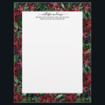 Christmas Burgundy Poinsettia Flowers Watercolor Letterhead<br><div class="desc">This beautiful and artsy pattern is perfect for the Christmas holiday season. It features burgundy red, bright red, forest green, and faux gold hand-painted watercolor poinsettias, flowers, ivy leaves, and berries pattern on top of a dark navy blue background. It's modern, festive, unique, and elegant. Stylize with this hand-painted print...</div>
