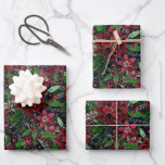 Christmas Burgundy Poinsettia Flowers Watercolor Wrapping Paper Sheets<br><div class="desc">This beautiful and artsy pattern is perfect for the Christmas holiday season. It features burgundy red, bright red, forest green, and faux gold hand-painted watercolor poinsettias, flowers, ivy leaves, and berries pattern on top of a dark navy blue background. It's modern, festive, unique, and elegant. Stylize with this hand-painted print...</div>