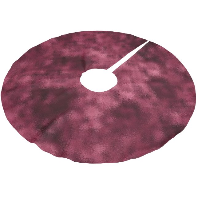 Christmas Burgundy Red Brushed Polyester Tree Skirt (Angled)