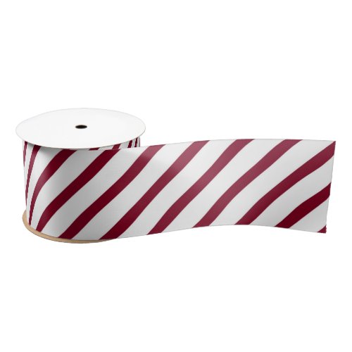 Christmas Burgundy Red White Stripes Pattern Satin Ribbon