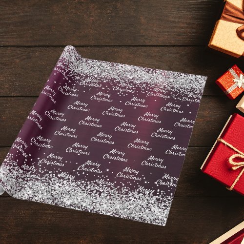Christmas burgundy silver elegant wrapping paper