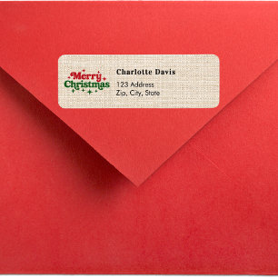 Christmas burlap beige rustic return address label