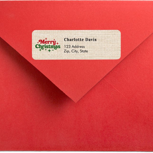Christmas burlap beige rustic return address  label (Creator Uploaded)