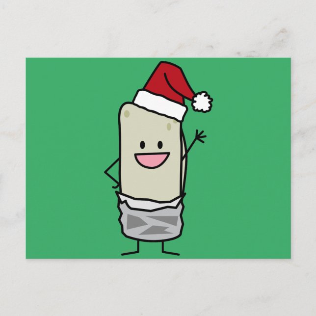 Christmas Burrito Waving Hello Santa Hat Holiday (Front)
