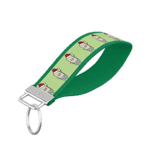 Christmas Burrito Waving Hello Santa Hat Holiday Wrist Keychain