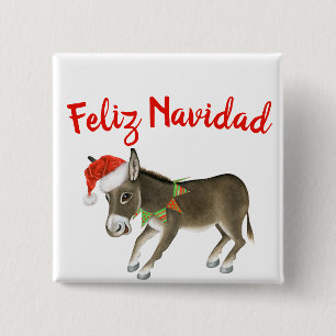 Christmas Burro Feliz Navidad Customizable Button