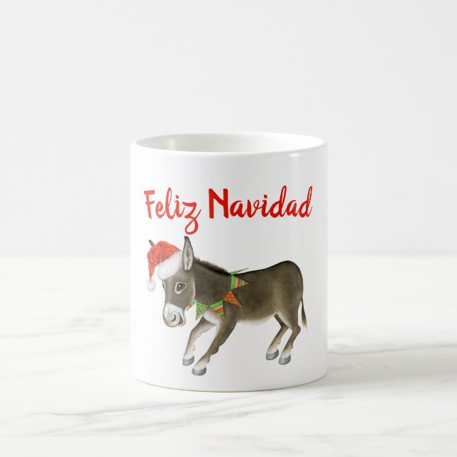 Christmas Burro Feliz Navidad Customizable Coffee Mug (Center)