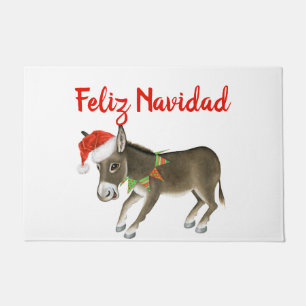 Christmas Burro Feliz Navidad Customizable Doormat