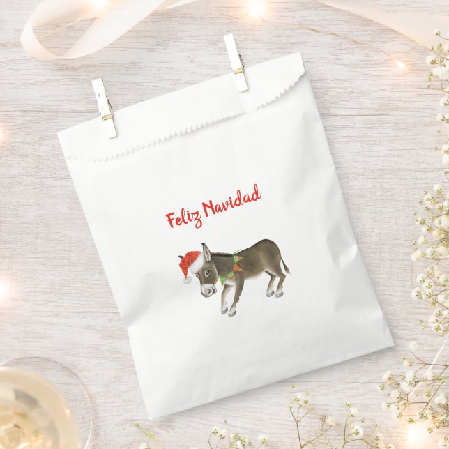 Christmas Burro Feliz Navidad Customizable Favor Bag (Clipped)
