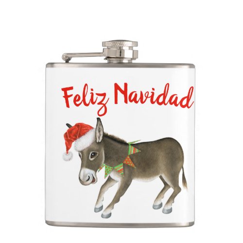 Christmas Burro Feliz Navidad Customizable Flask