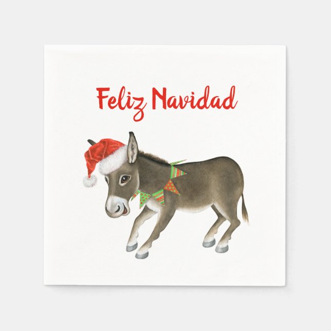 Christmas Burro Feliz Navidad Customizable Napkins (Front)