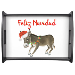 Christmas Burro Feliz Navidad Customizable Serving Tray