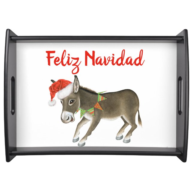 Christmas Burro Feliz Navidad Customizable Serving Tray (Front)