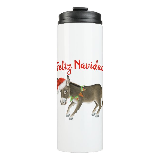 Christmas Burro Feliz Navidad Customizable Thermal Tumbler (Front)
