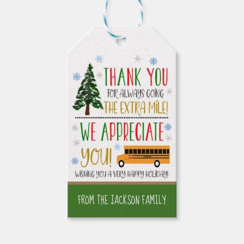 Christmas Bus Driver Appreciation Gift Tag